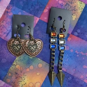 Mixed Metals Handmade Earrings Rhinestone NEW